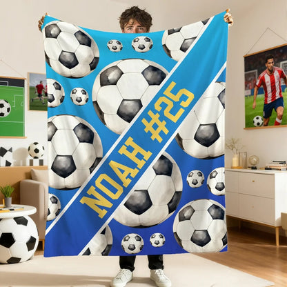 Personalized Baseball Football Soccer Ball Sports Soft Throw Blanket with Text