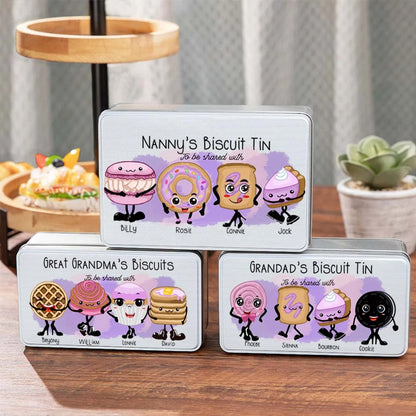 Personalized Food Grade Metal Pink Characters Biscuit Tin