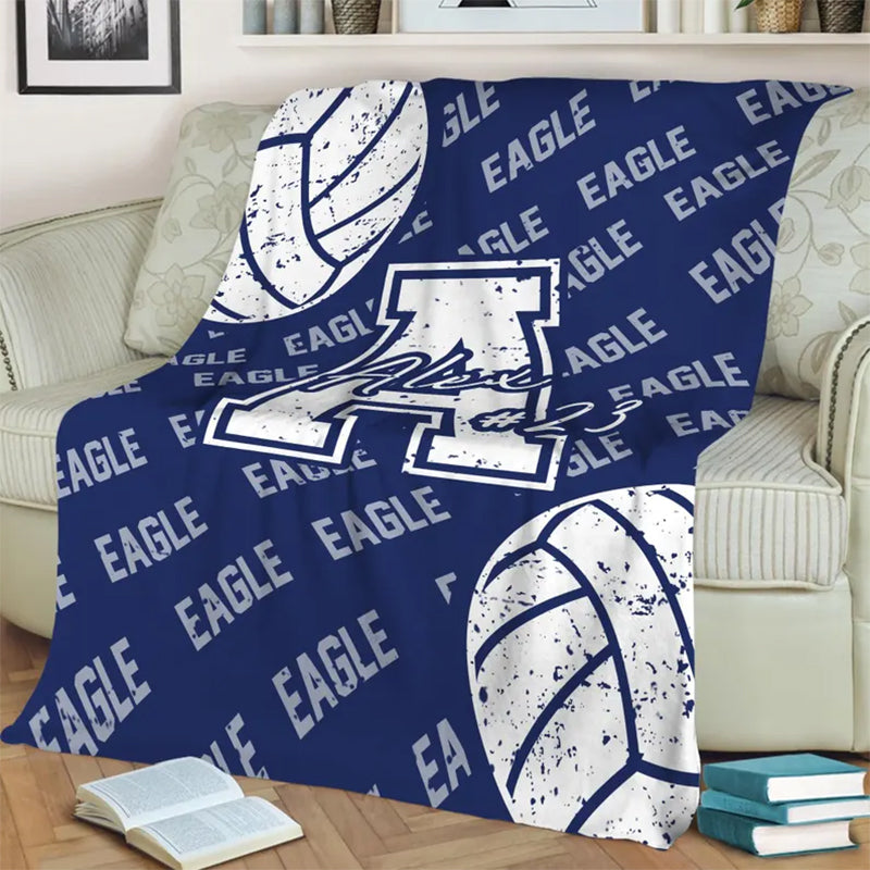 Personalized Volleyball Blanket, Custom Name Number Soft Cozy