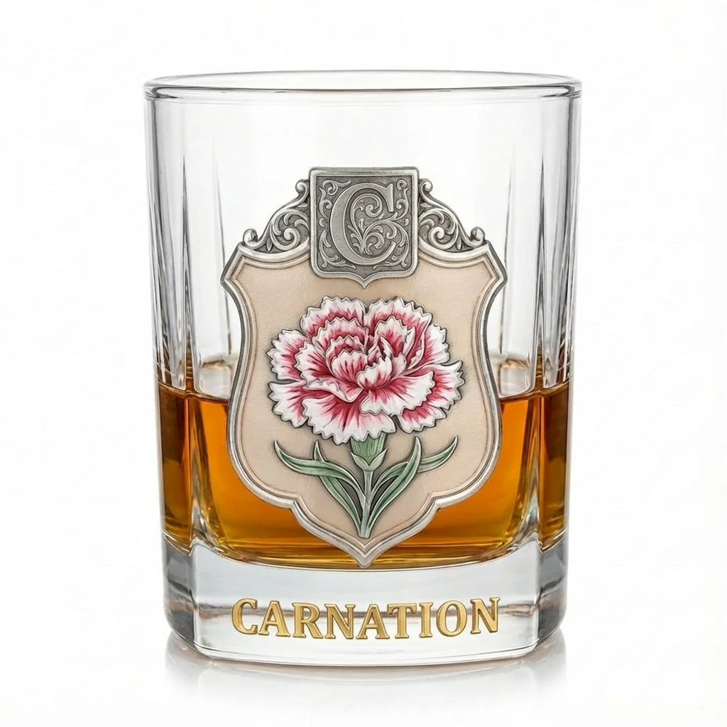 Personalized Birth Flower Whiskey Glass