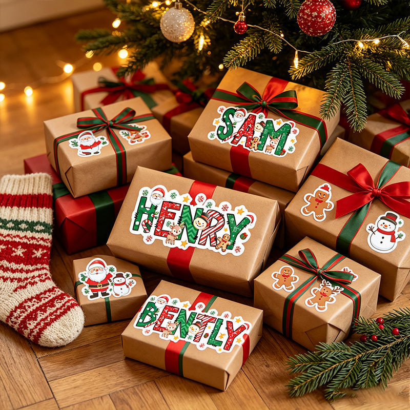 Christmas name stickers, Personalized Christmas gift labels, Christmas gift stickers