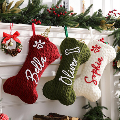 Personalized Christmas Stockings, Dog Bone Stockings