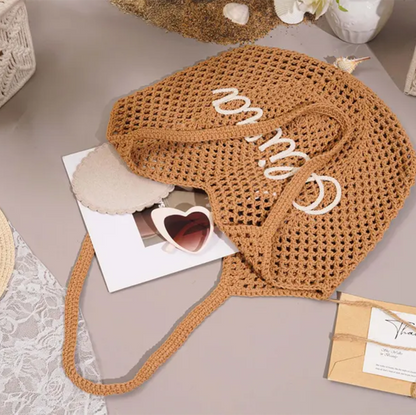 Personalized beach tote bags, Crochet beach bags