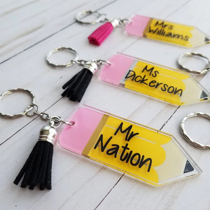 Personalized Pencil Keychain, Teacher Name School Appreciation Gift
