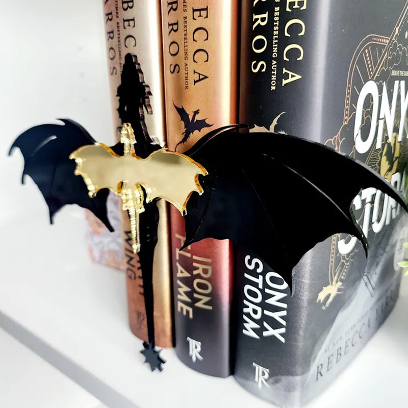 Fourth Wing Book Insert Double Dragon Bookshelf Accessory