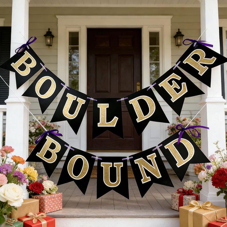 Custom College Bound Banner, Double Layer Letters, Large 6x8" Pennants