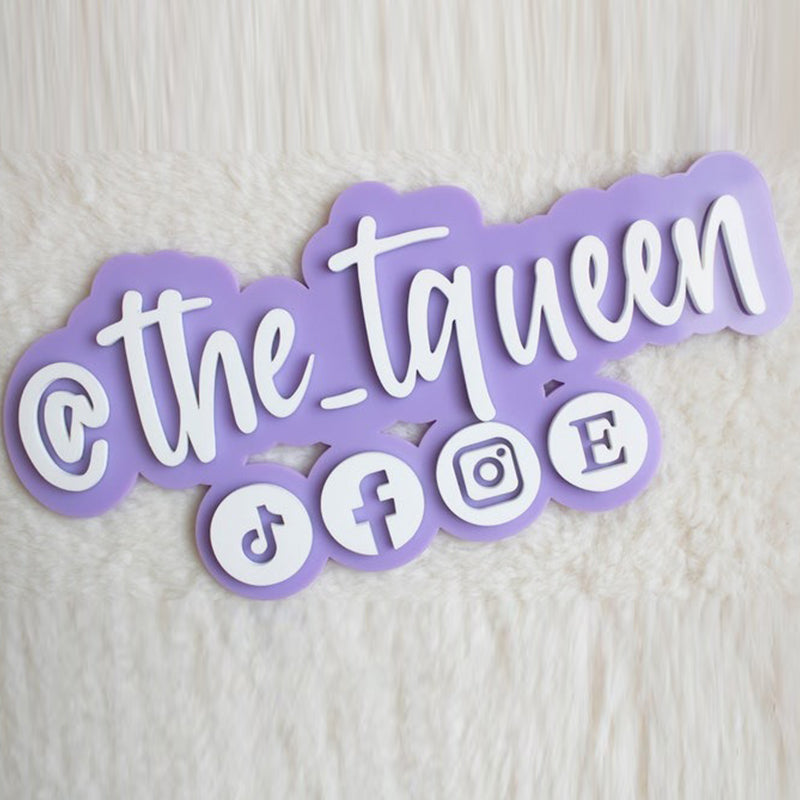 Acrylic Social Media Sign, Hashtag, Username, Photo Prop