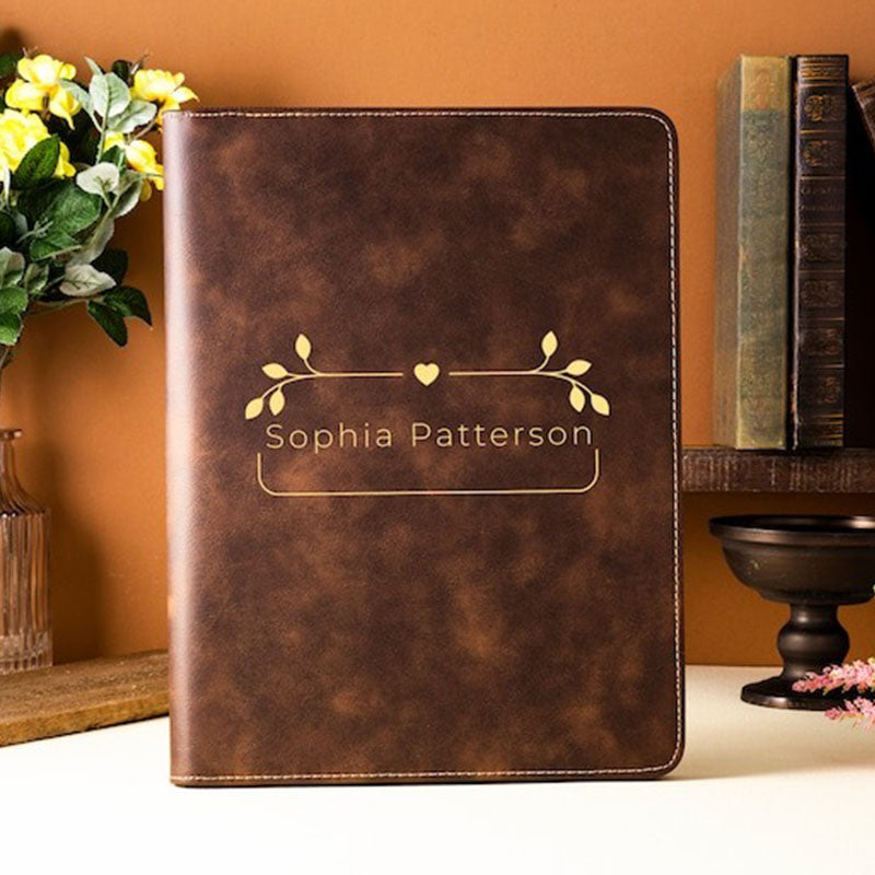 Personalized Refillable Portfolio, Custom Portfolio With Zipper,Personalized Padfolio