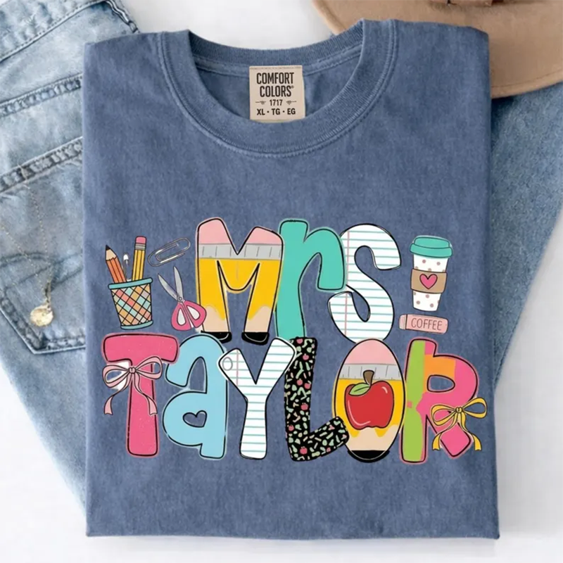 Personalized Teacher Shirt, Custom Name Teacher Tee, Mrs Teacher Shirt