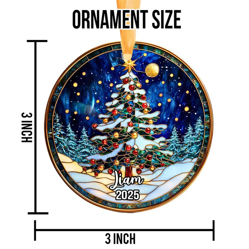 Personalized Christmas Tree Stained Glass Ornament 2025