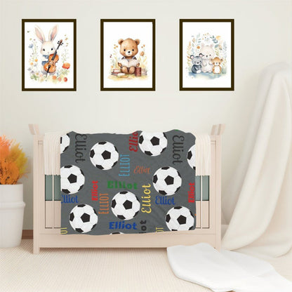 Personalized Soccer Blanket, Custom Name Football Blanket for Boy