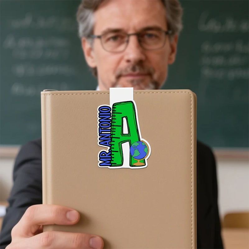 Personalized Stationery Initial Design Magnetic Bookmark Clip with Name Teacher
