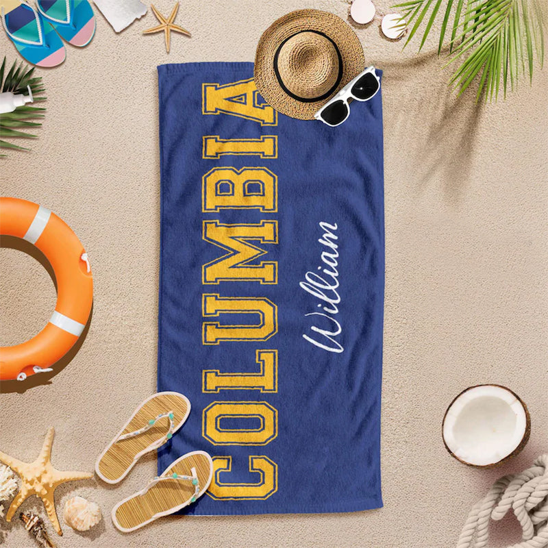 Custom College Beach Towel, Graduation Gift, Baseball Team