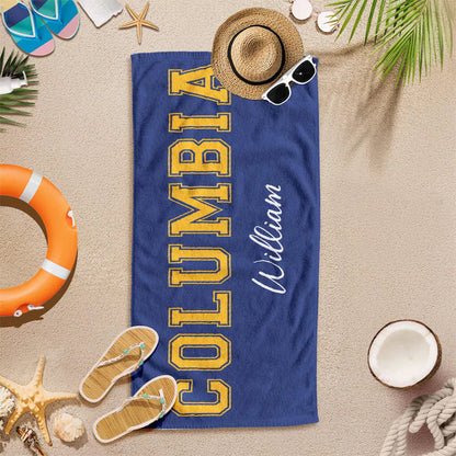 Custom College Beach Towel, Graduation Gift, Baseball Team