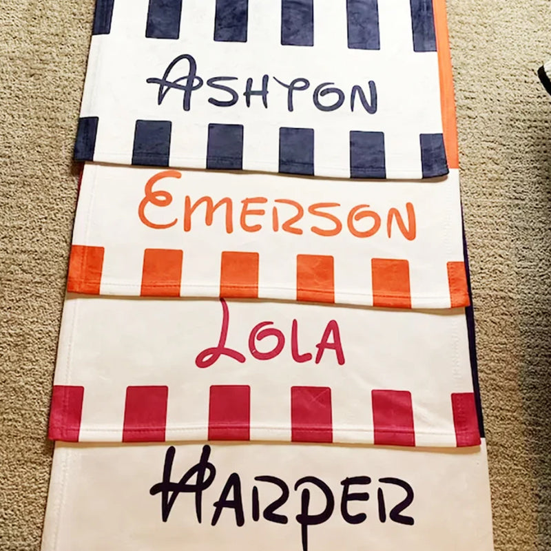 Striped Personalized Name Beach Towels, Custom Name Beach Towel