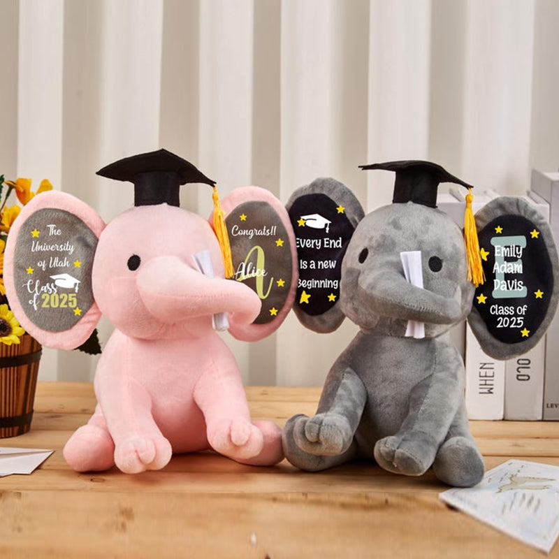 Personalized Graduation Elephant,Graduation Elephant Stuffed Anima,University Class of 2025 Gift