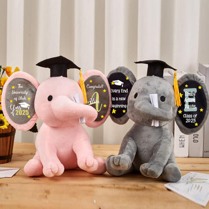 Personalized Graduation Elephant,Graduation Elephant Stuffed Anima,University Class of 2025 Gift