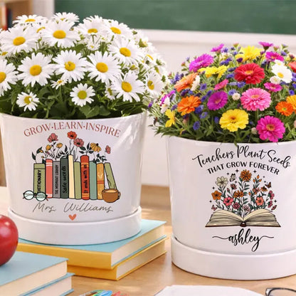 Thank You Gift for Teacher Appreciation, Thank You for Helping Me Grow Personalized Teacher Pot