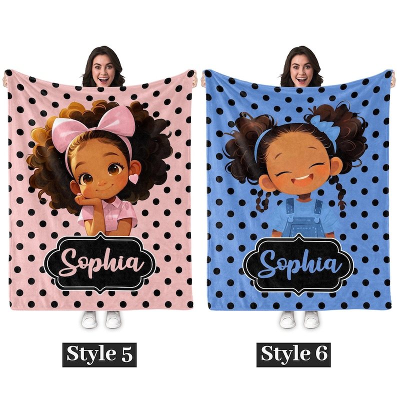 Personalized Afro Girl Fleece Blanket