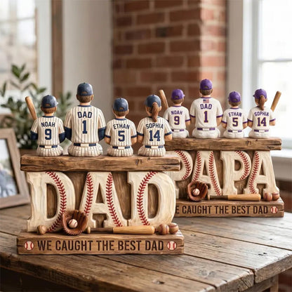 Personalized Baseball Soccer Football Basketball  Dad & Kids 2D FLAT Wooden Block, Custom Jersey Sign