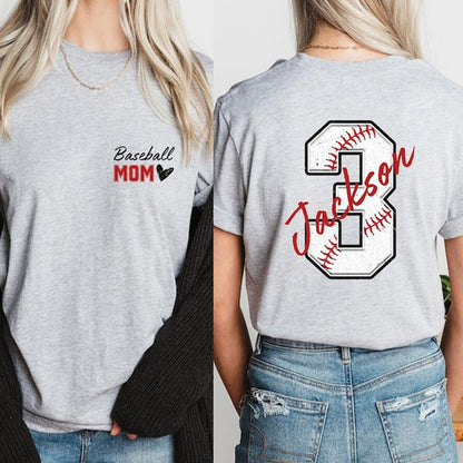 Baseball Mom T-Shirt,Custom Baseball Mom Shirt,Personalized Baseball Gift for Mom