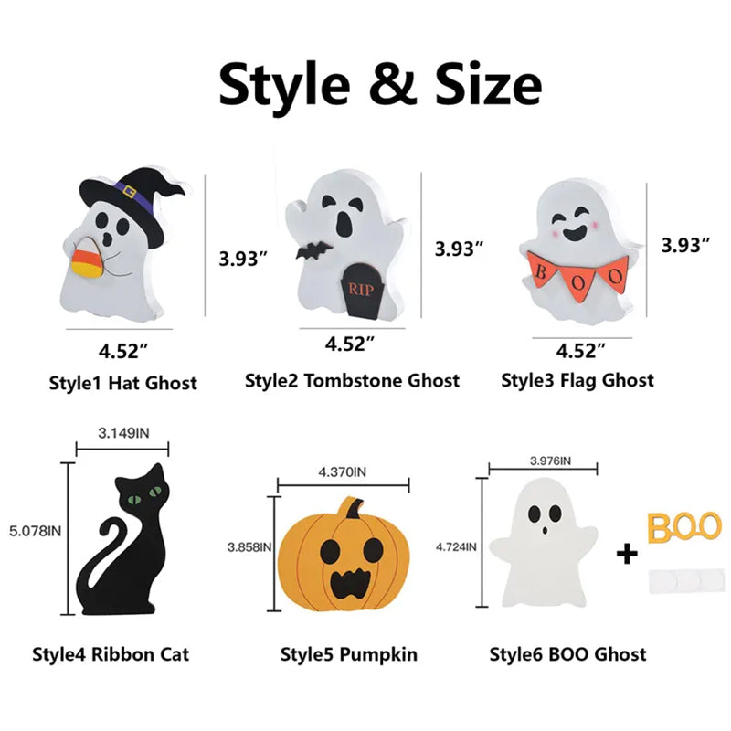Custom Engraved Halloween Wooden Ghost Decor,Cute Ghost Halloween Desk Decor