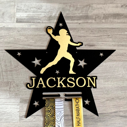 Personalized Football Medal Holder with Custom Name - American Football Player