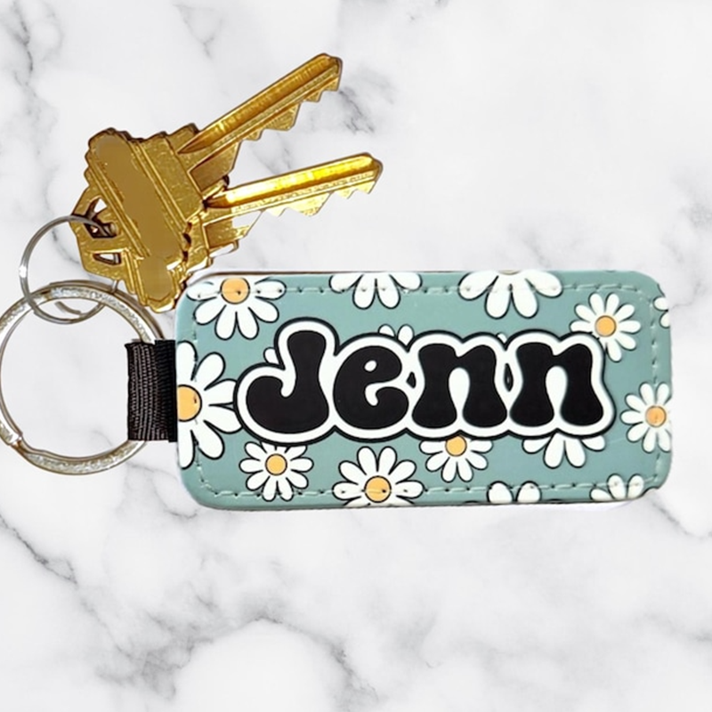 Personalized leather name keychain