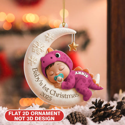 Personalized Baby's First Christmas Ornament Acrylic Moon Keepsake