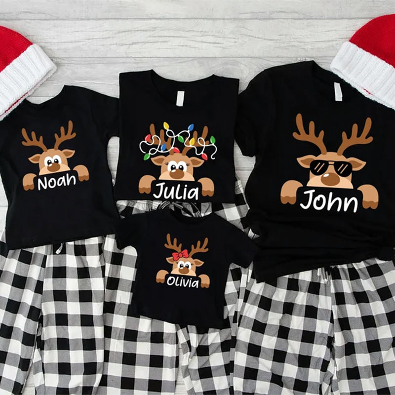 Reindeer Family Christmas Shirt,Personalized Christmas Family Shirt