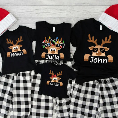 Reindeer Family Christmas Shirt,Personalized Christmas Family Shirt