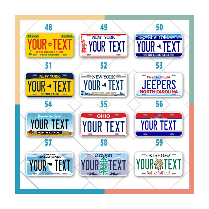 Custom Mini state License Plates | All 50 Sates | 4x2 - 6x3