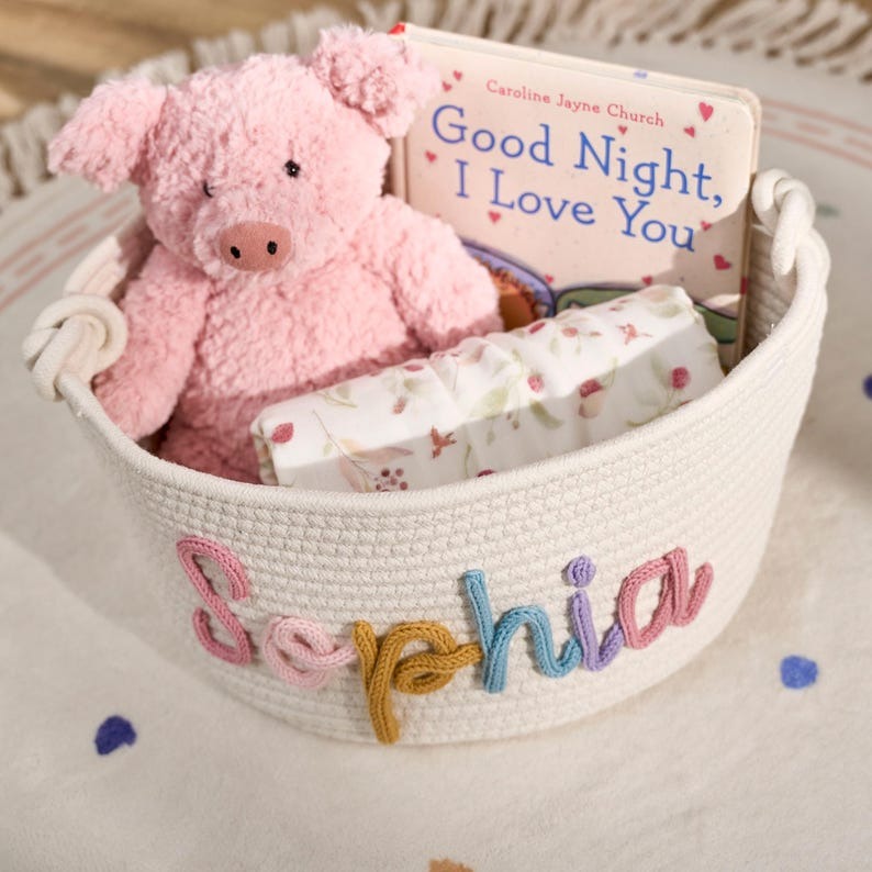 Personalized Baby Basket | Rope Cotton Baby Gift Basket