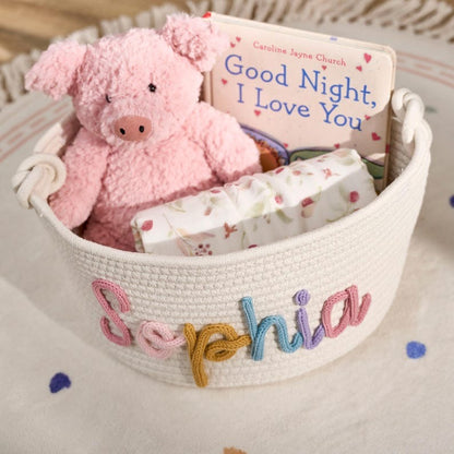 Personalized Baby Basket | Rope Cotton Baby Gift Basket