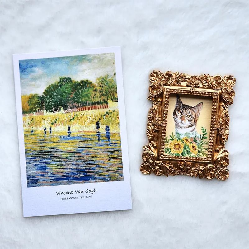 Acrylic Pet Portrait, Custom Dog Cat Painting with floral theme