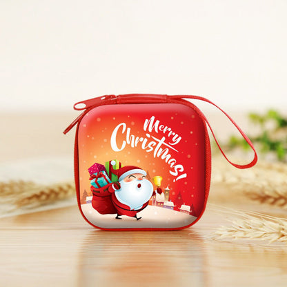 Personalization name Festive Red PVC Christmas Coin Purse