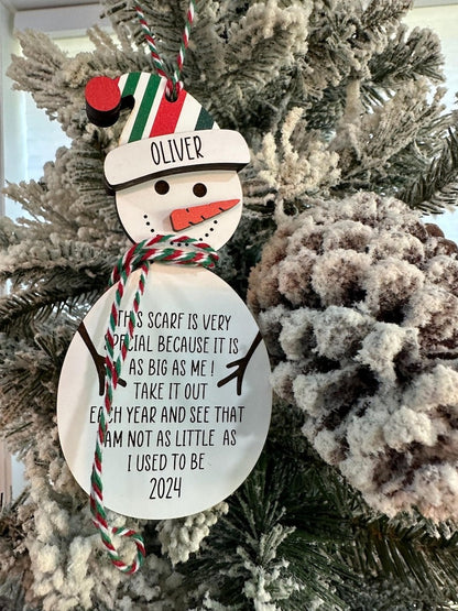 Personalized Snowman Height Ornament Keepsake