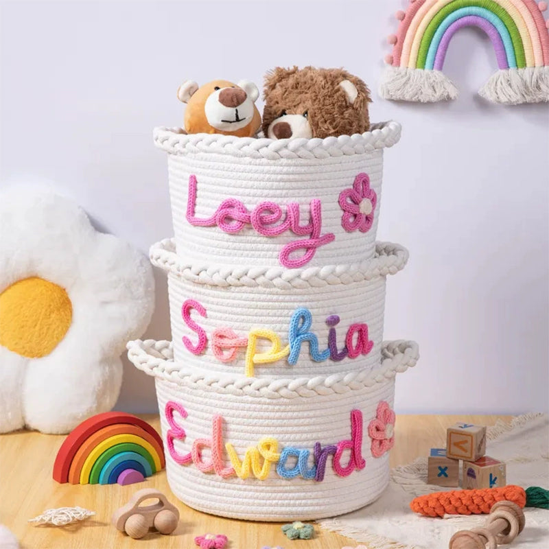 Personalized Knit Baby Basket · Monogrammed Newborn Girl Gift Basket