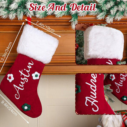 Custom Plush Family Holiday Decor, 2025 Red Plush Christmas Stocking