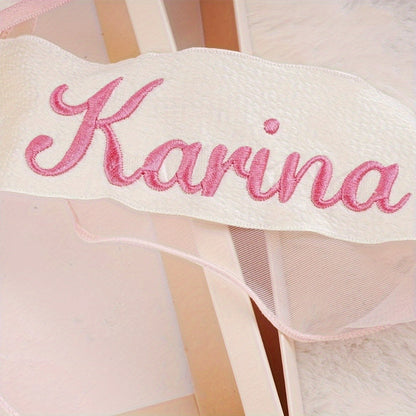 Customizable Pink Bow Hair Clip for - Personalized Name Embroidery