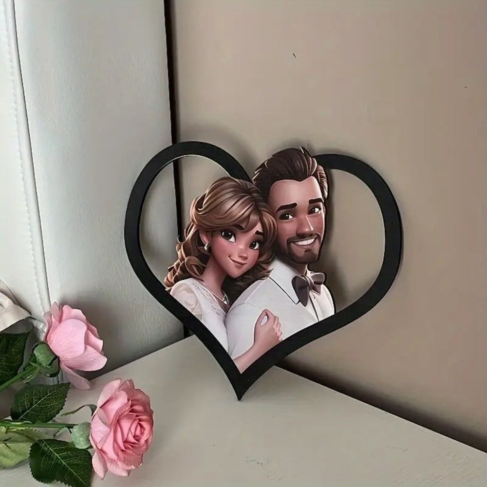 Custom Couple Pixar Style 3D photo frame,Cartoon Portrait Photo