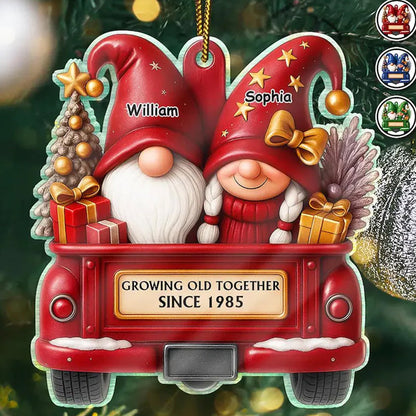 Gnomes Couple Growing Old Together - Personalized Custom Shaped Acrylic Ornament