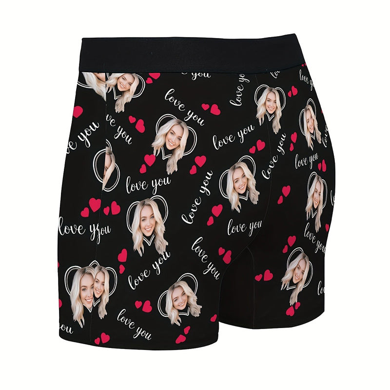 Custom Photo Print Boxer Briefs, High-Elastic Polyester