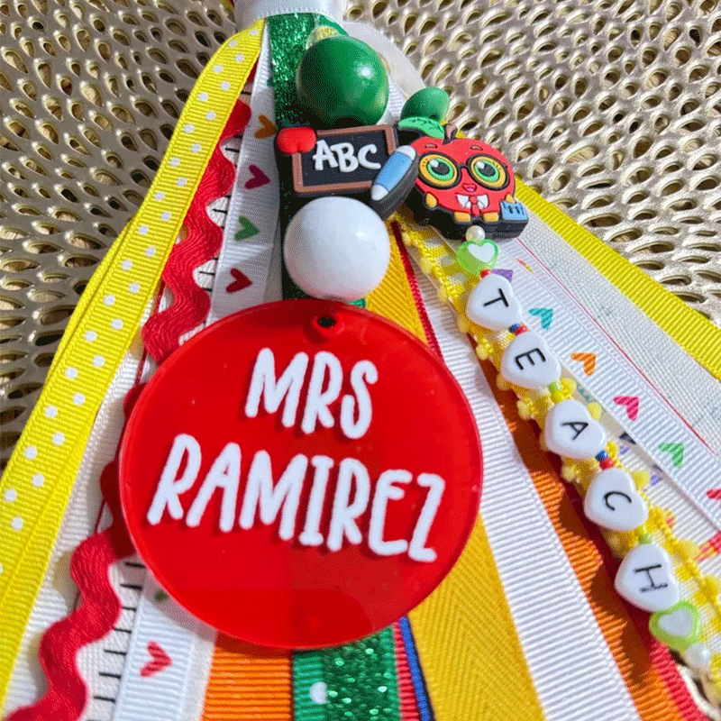 Personalized Teacher Keychain | Custom Name Tassel Gift for Teachers