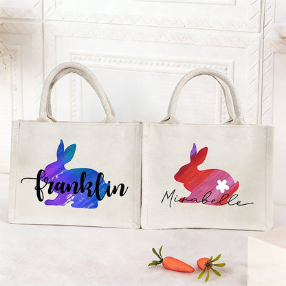 Personalized Easter Tote Bag: Bunny Design, Kids Easter Basket