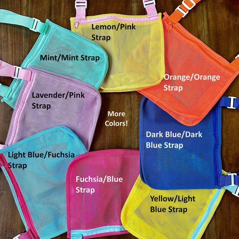 Personalized Seashell Zipper Mesh Back Pack Tote