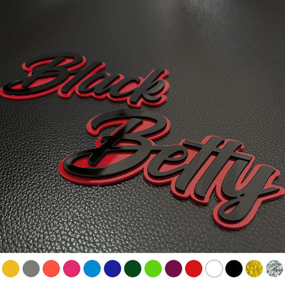 Custom Cursive Font Car Emblem - Custom Colors