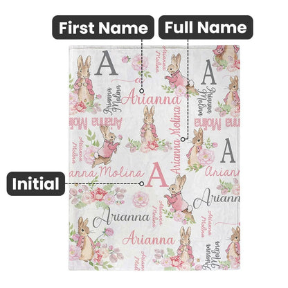 Personalized Peter Rabbit Bunny Floral Easter Blanket