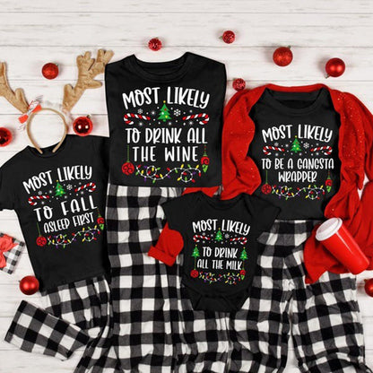 144 Quotes Most Likely to Christmas Shirt, Family Matching Christmas T-Shirts, Christmas Shirt