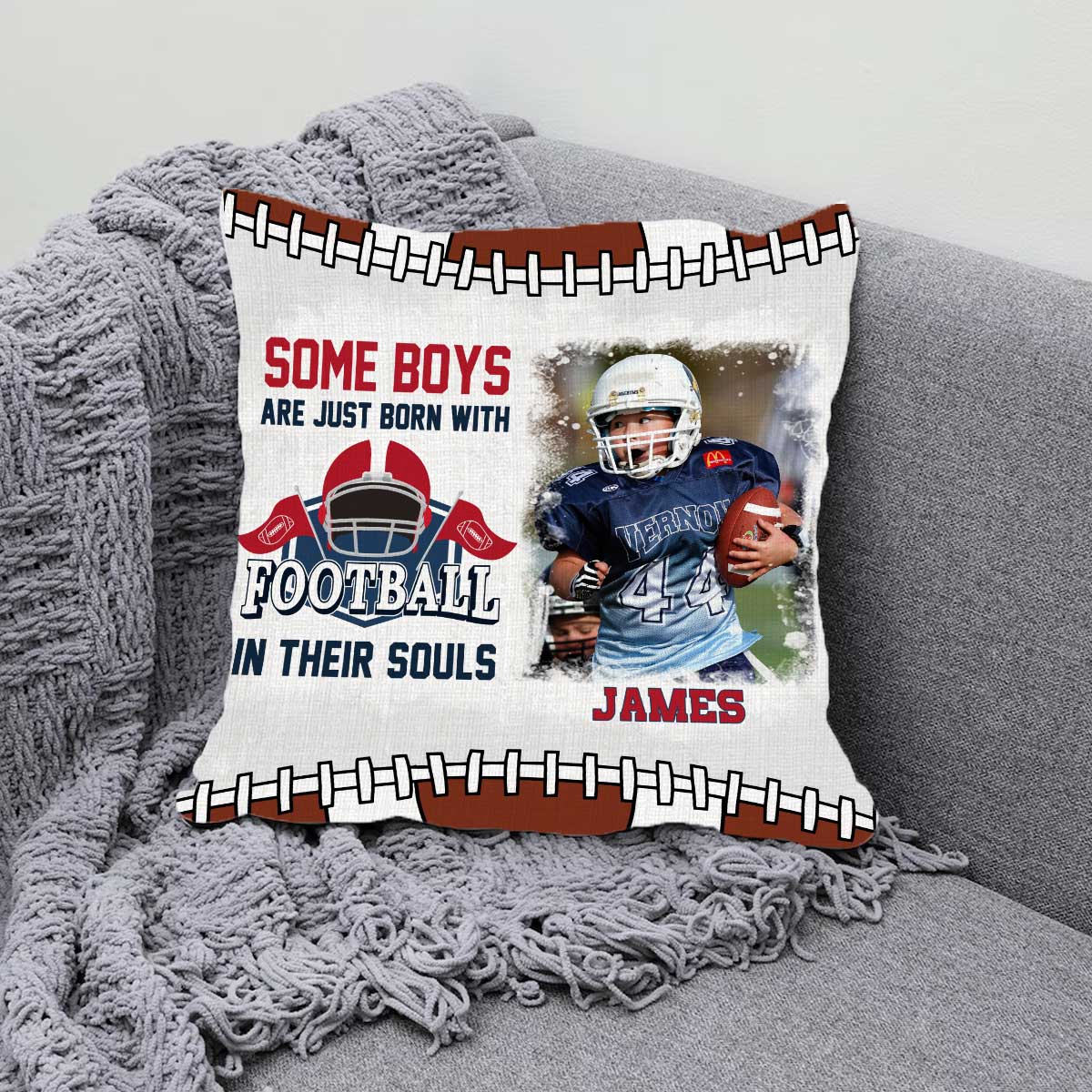 Football Gifts , Personalized Football Photo Pillow For Boys
